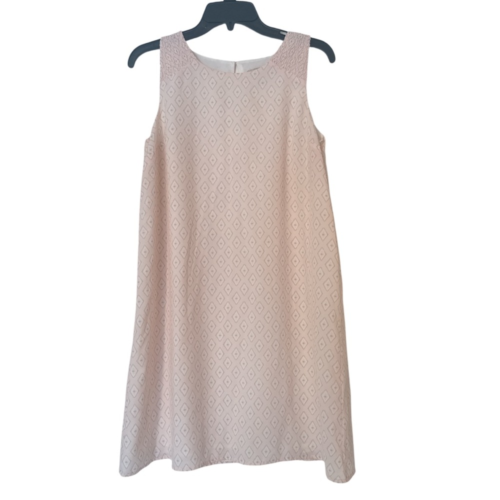 LOFT Light Pink Swing Diamond Patterned Mini Dres… - image 1